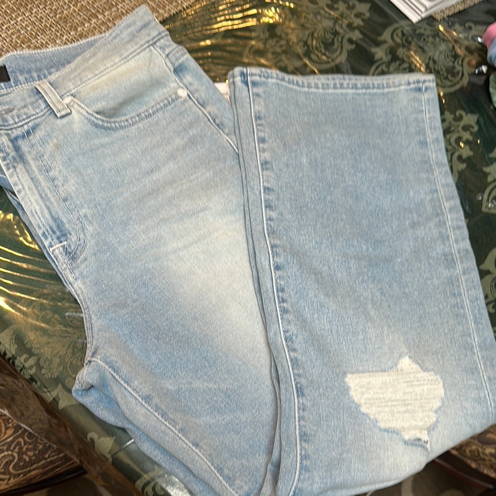 7 For All Mankind Blue Skinny Jeans Distressed Style